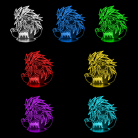 Lampe 3D Dragon Ball Z Goku SSJ 3 7 couleurs LED rouge vert bleu violet jaune cyan blanc