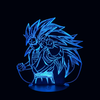 Lampe 3D LED Dragon Ball Z Goku SSJ 3 effet holographique fond noir