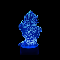 Lampe 3D LED Dragon Ball Z Goku SSJ Kamehameha effet holographique fond noir