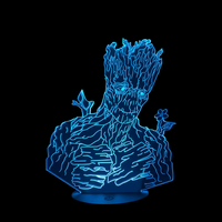 Lampe 3D LED Marvel Groot Adulte effet holographique fond noir