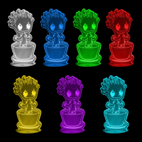 Lampe 3D Marvel Groot Pot De Fleur 7 couleurs LED rouge vert bleu violet jaune cyan blanc