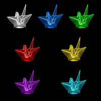 Lampe 3D Religieuse Grue Origami 7 couleurs LED rouge vert bleu violet jaune cyan blanc