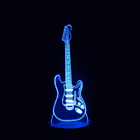 Lampe 3D LED Musique Guitare Électrique effet holographique fond noir