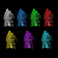 Lampe 3D Star Wars Han Solo Chewbacca 7 couleurs LED rouge vert bleu violet jaune cyan blanc