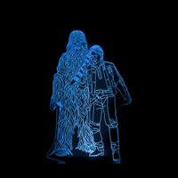 Lampe 3D LED Star Wars Han Solo Chewbacca effet holographique fond noir