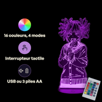 Caractéristiques lampe 3D LED My Hero Academia Himiko Toga télécommande 16 couleurs USB ou piles