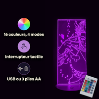 Caractéristiques lampe 3D LED Hunter x Hunter Hisoka Morow télécommande 16 couleurs USB ou piles