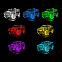 Lampe 3D Voiture Hummer 7 couleurs LED rouge vert bleu violet jaune cyan blanc