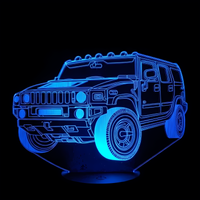 Lampe 3D LED Voiture Hummer effet holographique fond noir