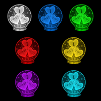 I Love You Heart Lamp, 7 LED colours: red, green, blue, purple, yellow, cyan, white