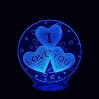 Lampe 3D LED Coeur I Love You effet holographique fond noir