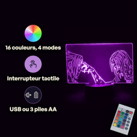 Caractéristiques lampe 3D LED Naruto Itachi Sasuke télécommande 16 couleurs USB ou piles