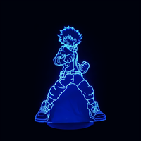 Lampe 3D LED My Hero Academia Izuku Midoriya effet holographique fond noir