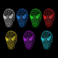 Lampe 3D Marvel Jeux Spiderman 7 couleurs LED rouge vert bleu violet jaune cyan blanc
