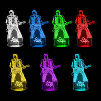 Lampe 3D Pop Culture Johnny Hallyday 7 couleurs LED rouge vert bleu violet jaune cyan blanc