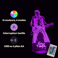 Johnny Hallyday Pop Culture Lamp, specifications: remote control, 16 colours, USB or battery powered