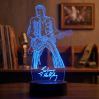 Johnny Hallyday Pop Culture Lamp used as a night light, bedroom decor and ambient lighting