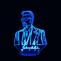 Lampe 3D LED Pop Culture Johnny Hallyday Jeune effet holographique fond noir