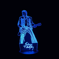 Lampe 3D LED Pop Culture Johnny Hallyday effet holographique fond noir