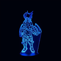 Lampe 3D LED My Hero Academia Katsuki Bakugo effet holographique fond noir