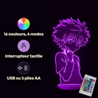 Hunter x Hunter Killua Lamp, specifications: remote control, 16 colours, USB or battery powered