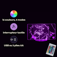 Caractéristiques lampe 3D LED Hunter x Hunter Kirua & Irumi télécommande 16 couleurs USB ou piles