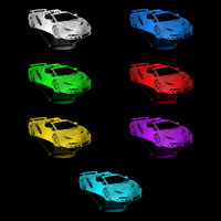 Lampe 3D Voiture Lamborghini 7 couleurs LED rouge vert bleu violet jaune cyan blanc