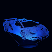 Lampe 3D LED Voiture Lamborghini effet holographique fond noir