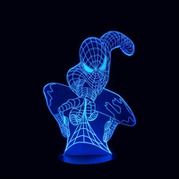 Lampe 3D LED Marvel Lance Toile Spiderman effet holographique fond noir