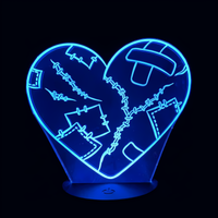 Heart Lamp The Stitched Heart, holographic effect on a black background
