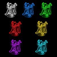 Lampe 3D Roi Lion Simba Bébé 7 couleurs LED rouge vert bleu violet jaune cyan blanc