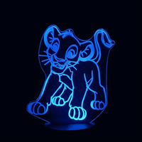 Lampe 3D LED Roi Lion Simba Bébé effet holographique fond noir