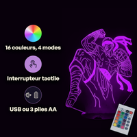 Caractéristiques lampe 3D LED League of Legends Lee Sin télécommande 16 couleurs USB ou piles