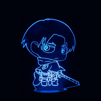 Attack on Titan Levi Ackerman Lamp, holographic effect on a black background