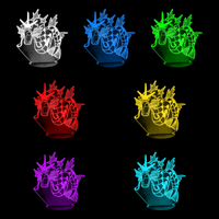 Lampe 3D Pokémon Léviator 7 couleurs LED rouge vert bleu violet jaune cyan blanc