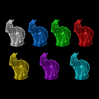 Lampe 3D Animal Licorne 7 couleurs LED rouge vert bleu violet jaune cyan blanc