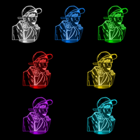 Lampe 3D Pop Culture Lil Peep 7 couleurs LED rouge vert bleu violet jaune cyan blanc
