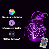 Caractéristiques lampe 3D LED Pop Culture Lil Peep télécommande 16 couleurs USB ou piles