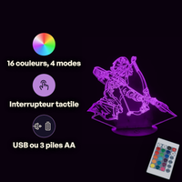 Caractéristiques lampe 3D LED Zelda Link télécommande 16 couleurs USB ou piles