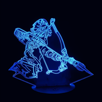 Lampe 3D LED Zelda Link effet holographique fond noir