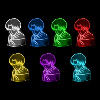Attack on Titan Levi Ackerman Lamp, 7 LED colours: red, green, blue, purple, yellow, cyan, white