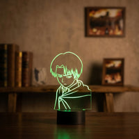 Attack on Titan Levi Ackerman Lamp used as a night light, bedroom decor and ambient lighting