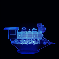 Lampe 3D LED Train Locomotive effet holographique fond noir