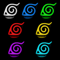 Lampe 3D Naruto Logo Konoha 7 couleurs LED rouge vert bleu violet jaune cyan blanc