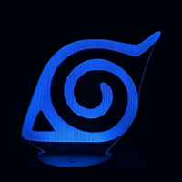 Lampe 3D LED Naruto Logo Konoha effet holographique fond noir