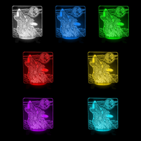 Lampe 3D Animal Loup 7 couleurs LED rouge vert bleu violet jaune cyan blanc