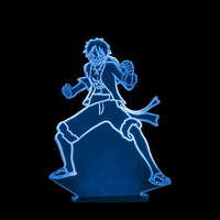 Lampe 3D LED One Piece Luffy Combat effet holographique fond noir