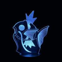 Lampe 3D LED Pokémon Magicarpe effet holographique fond noir