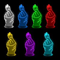 Lampe 3D Coeur La Main et son Cœur 7 couleurs LED rouge vert bleu violet jaune cyan blanc