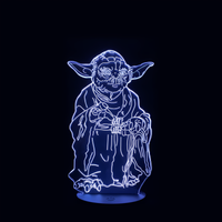 Lampe 3D LED Star Wars Maître Yoda effet holographique fond noir